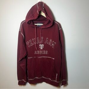 Vtg Texas A&M Aggies Hoodie Mens L Maroon Pullover NCAA Sweatshirt *NEEDS SEWING